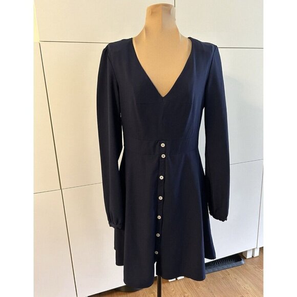 Hutch Dress Navy Blue Willow Button Front Fit Flare Mini Size S - Picture 1 of 9